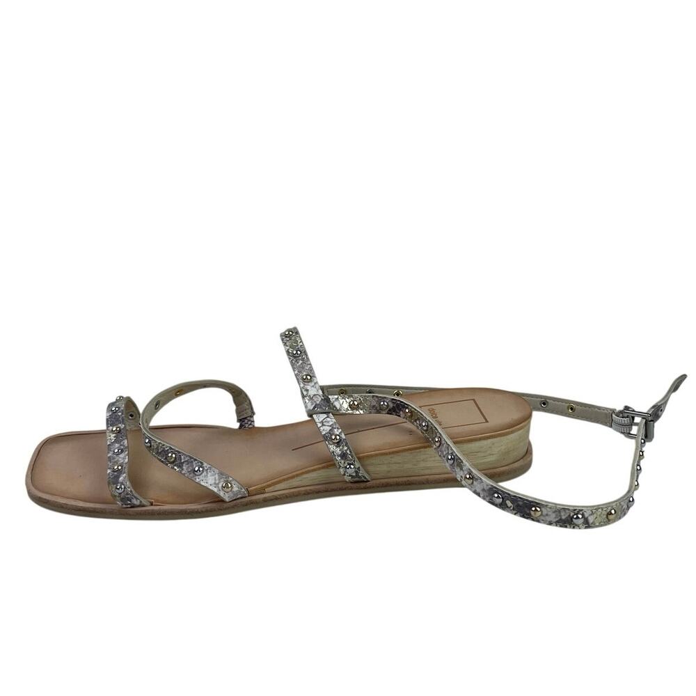 Dolce Vita Rozie Gray Snakeskin Studded Strappy Squre Neck Sandals Size 9.5